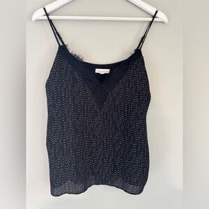 Socialite Lace Tank Top Women's Size medium Black Polka Dot Sleeveless